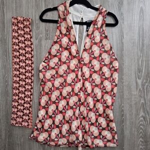 “Body by victoria” Colorful Patterned Sleeveless Halter Top Set